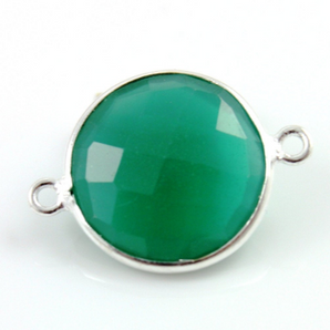 Green Onyx, 925 Sterling Silver COIN Bezel, (SSBZC7251) - Beadspoint