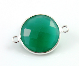 Green Onyx, 925 Sterling Silver COIN Bezel, (SSBZC7251) - Beadspoint
