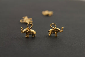 24K Gold Vermeil Over Sterling Silver Baby Elephant Charm -- VM/CH7/CR29 - Beadspoint