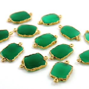 Green Onyx Gold Electroplated Connector, (BZC9030/GNX/CNT) - Beadspoint