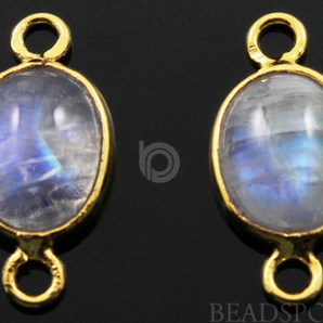 Rainbow Moonstone Smooth Oval Connector, (RmnOV-MD) - Beadspoint