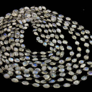 Rainbow Moonstone Faceted Bezel Chain, (BC-RNB-164) - Beadspoint