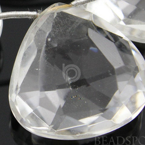 Rock Crystal Quartz Flat Heart Drops,(CRY18-20HRT) - Beadspoint