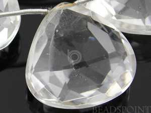 Rock Crystal Quartz Flat Heart Drops,(CRY18-20HRT) - Beadspoint