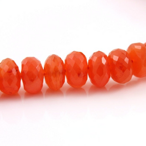 Carnelian Faceted Roundel Beads, 9-10 mm (CAR/RDL/9-10) - Beadspoint