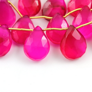 Fuschia Chalcedony Faceted Pear, (FUSC/11x15/PEAR) - Beadspoint