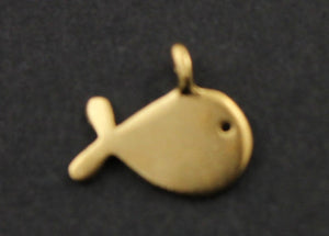 24K Gold Vermeil Over Sterling Silver Baby Fish Charm  -- VM/CH7/CR42 - Beadspoint
