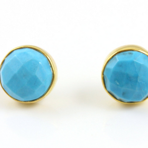 Turquoise Ear Studs w/ Ear Nuts ,1Pair, (ST/TURQ/01) - Beadspoint