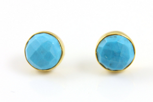 Turquoise Ear Studs w/ Ear Nuts ,1Pair, (ST/TURQ/01) - Beadspoint