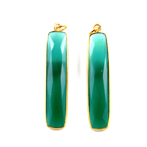 Green Onyx Faceted Long Drop Gemstone Bezel, (BZC9022/GNX) - Beadspoint