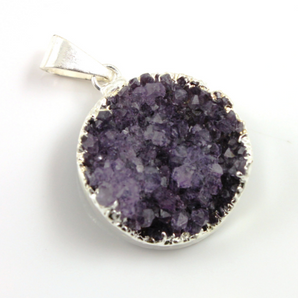 Druzy Electroplated Round Pendant,(SS-DZY/RND/312) - Beadspoint