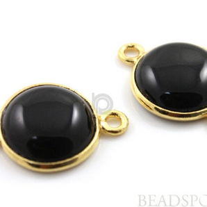 Black Onyx Cabochon Round Bezel, (BXR001-A) - Beadspoint