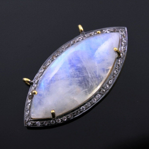 Rainbow Moonstone w/ White Sapphire, (RNBWTZ-A204) - Beadspoint