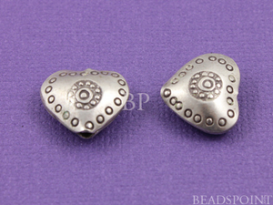 Hill Tribe Karen Silver Heart Bead w/Beaded Flower,  (HT 40060 (78)) - Beadspoint
