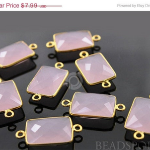 Rose Quartz Faceted Chicklet Connector, (BZC7456) - Beadspoint