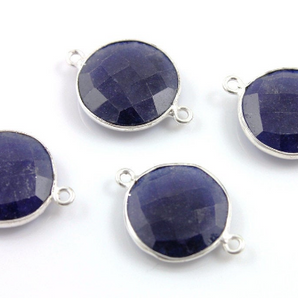 Dyed Sapphire Faceted Coin Connector, (BZCT6206) - Beadspoint