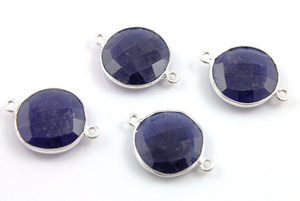 Dyed Sapphire Faceted Coin Connector, (BZCT6206) - Beadspoint