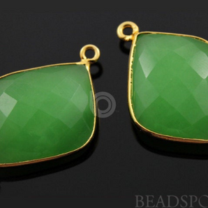 Chrysoprase Faceted  Bezel Fancy Cut Bezel Connector (BZC7385) - Beadspoint