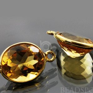 Citrine Oval Bezel Connector, (CIT005) - Beadspoint