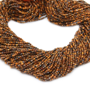 Yellow Tiger Eye Micro Faceted Rondelle Beads, (TEYE-2.5FRNDL) - Beadspoint