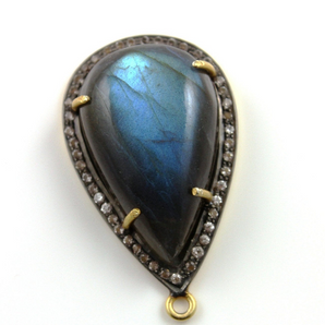 Labradorite Set in White Topaz, (LAB/WTZ/14x29) - Beadspoint