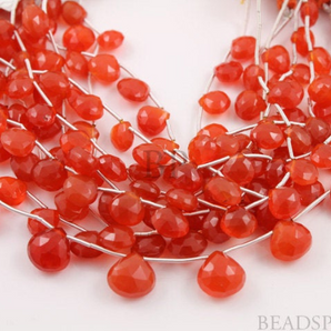 Carnelian Micro Faceted Heart Drops, (CAR9x9Fhrt) - Beadspoint