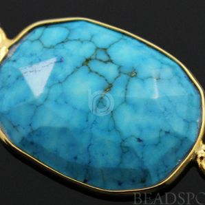 Natural Turquoise Bezel Fancy Shape Connector,(BZC7113) - Beadspoint