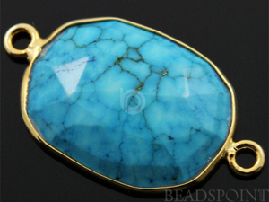 Natural Turquoise Bezel Fancy Shape Connector,(BZC7113) - Beadspoint