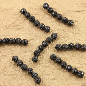 Pave Black Spinel Round Bead, (BLS-BA6) - Beadspoint