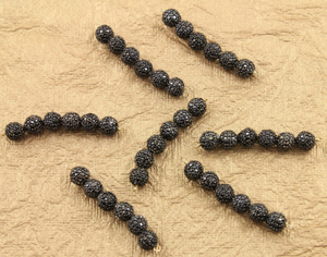 Pave Black Spinel Round Bead, (BLS-BA6) - Beadspoint