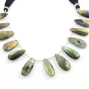 Bue Flashes Labradorite Faceted Pear Briolettes Beads, (LAB30x13PR) - Beadspoint