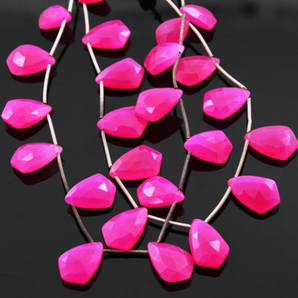 Fuchsia Pink Chalcedony Faceted Pear Drops, (FPC/11x16FNCY), - Beadspoint