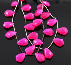 Fuchsia Pink Chalcedony Faceted Pear Drops, (FPC/11x16FNCY), - Beadspoint