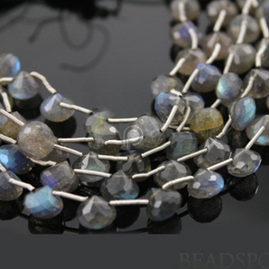 Grey Labradorite faceted Onion Drops, (LAB6ONION) - Beadspoint