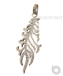 Pave Diamond Large Leaf Pendant -- DP-0854 - Beadspoint