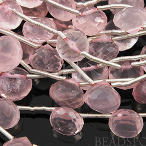 Rose Quartz Faceted Baby Onion Drops,  (RQ5-6ONION) - Beadspoint