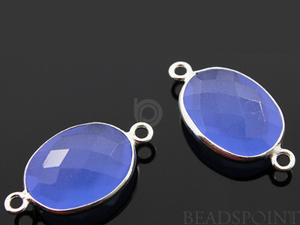 Blue Chalcedony Faceted Oval Bezel, (SSBZC2015) - Beadspoint