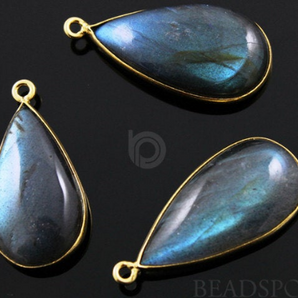 Labradorite Smooth Bezel Pear Drops, (LABPR001-H) - Beadspoint