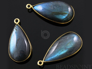 Labradorite Smooth Bezel Pear Drops, (LABPR001-H) - Beadspoint