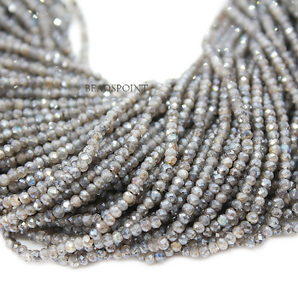 Labradorite Micro Faceted Rondelle Beads, (LAB-2-FRNDL) - Beadspoint