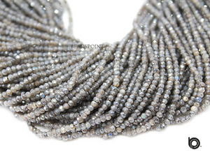 Labradorite Micro Faceted Rondelle Beads, (LAB-2-FRNDL) - Beadspoint