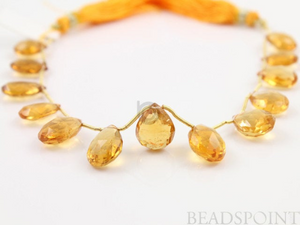 Warm Honey Yellow Citrine Faceted Flat Pear Briolettes Drops, (4CIT9x12Pear) - Beadspoint