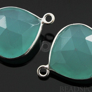 Aqua Chalcedony Heart Shape Bezel, (SSBZ6084) - Beadspoint