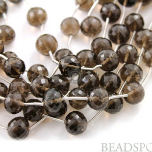 Smokey Topaz Faceted Round Beads, (STZ6Frnd) - Beadspoint