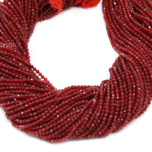 Dyed Ruby Micro Faceted Rondelle Beads (DRBY-2.5FRNDL) - Beadspoint