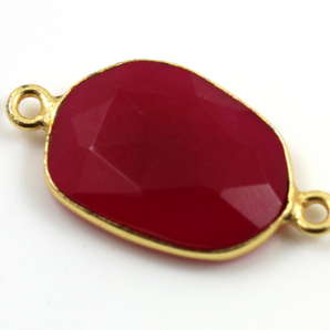 Fuchsia Chalcedony Faceted Oval Connector, (CHAL/FCHA/12x12) - Beadspoint