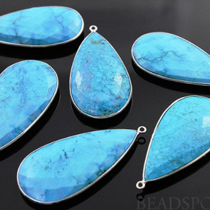 Turquoise large 1.5 Inch Pear Bezel Focal drop, (SSBZC8009) - Beadspoint