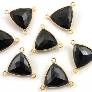 Black Onyx Faceted Triangle Bezel, -- BZC-9083-BNX - Beadspoint