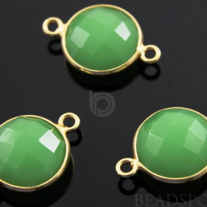 Chrysoprase Faceted Coin Connector, (BZC7224) - Beadspoint