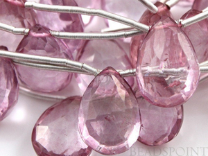 Pink Topaz Faceted Flat Pear Drops, (PTZ8x12PEAR(b) - Beadspoint
